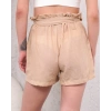 BİÇOMİ Kuşaklı keten şort bej s255265