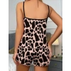 Bicomi Leopar Desenli Askılı Şortlu Pijama Takımı