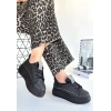 BİÇOMİ Leope Siyah Cilt Bağcıklı Spor Ayakkabı