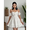 Biçomi Lucca Kolu Lastikli Mini Elbise