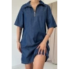 Biçomi Mavi Tencel Kuplu Elbise