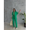 Biçomi OMUZ MİDYE SIRALI BLUZ - PAÇA PENSLİ PANTOLON TAKIM - Yeşil