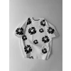 Biçomi Ön Ve Arka Baskılı Oversize Bisiklet Yaka T-shirt- Beyaz