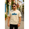 Biçomi Ön Ve Arka Baskılı Oversize Bisiklet Yaka T-shirt- Beyaz
