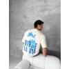 Biçomi Ön Ve Arka Baskılı Oversize Bisiklet Yaka T-shirt- Beyaz