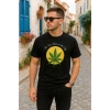 Biçomi Ön Ve Arka Baskılı Oversize Bisiklet Yaka T-shirt- Siyah