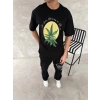 Biçomi Ön Ve Arka Baskılı Oversize Bisiklet Yaka T-shirt- Siyah