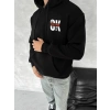 Biçomi Oversize Üç İplik Kapşonlu SweatShirt - Siyah