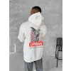 Biçomi Oversize Üç İplik Kapüşonlu SweatShirt - Beyaz