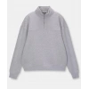 Biçomi Oversize Yarım Farmuarlı Yakalı Basic SweatShirt - Gri
