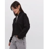 Biçomi Oversize Yarım Farmuarlı Yakalı Basic SweatShirt - Siyah