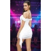 Bicomi Özel Tasarım Omuz Detaylı Şık Beyaz Fantezi Mini Club Elbisesi