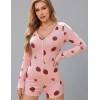 Bicomi Pamuklu Pembe Çilek Desenli Tulum Pijama