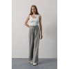Biçomi Pileli Bağcıklı Oversize Pantolon - Gri