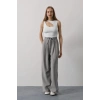 Biçomi Pileli Bağcıklı Oversize Pantolon - Gri