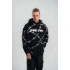 Biçomi POLIZEI Premium Kalite Kapşonlu Varak Ve Pano Baskılı SweatShirt - Siyah