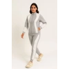 Biçomi Premium Parçalı Eşofman Takım - Dik Yaka Fermuarlı Sweatshirt - Gri