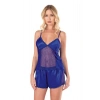 Bicomi Saks Saten Babydoll Şort Takımı