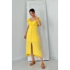 Biçomi Sarı Prenses Yaka Elbise