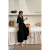 Biçomi Siyah Müslin Uzun Elbise