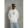 Biçomi Siyah Oversize Hoodie - Sırt Baskılı Survivor Penguin Temalı, Felsefi Yazılı Kapüşonlu Sweatshirt - Beyaz