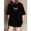 Biçomi Thousand Baskılı Oversize Bisiklet Yaka T-shirt - Siyah