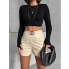 BİÇOMİ Tokalı deri şort h24444