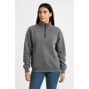 Biçomi Üç İplik Dık Yaka Yarım Fermuarlı SweatShirt - Antrasit