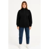 Biçomi Üç İplik Dık Yaka Yarım Fermuarlı SweatShirt - Siyah