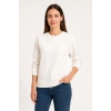 Biçomi Üç İplik Düz Bisiklet Yaka SweatShirt - Beyaz