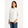Biçomi Üç İplik Düz Bisiklet Yaka SweatShirt - Beyaz