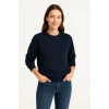 Biçomi Üç İplik Düz Bisiklet Yaka SweatShirt - Lacivert