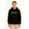 Biçomi Üç İplik Kapşonlu ön Ve Arka Baskılı SweatShirt Hoodie- Siyah