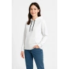 Biçomi Üç İplik Kapüşonlu Kanguru Çepli SweatShirt Hoodie - Beyaz