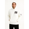Biçomi Üç İplik Kapüşonlu Ön Ve Arka Baskılı SweatShirt Hoodie - Beyaz