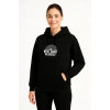 Biçomi Üç İplik Kapüşonlu Ön Ve Arka Baskılı SweatShirt Hoodie - Siyah