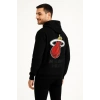 Biçomi Üç İplik Kapüşonlu Ön Ve Arka Baskılı SweatShirt Hoodie - Siyah