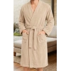 Bicomi Ultra Emici & Cilt Dostu %100 Pamuklu Bej Kimono Bornoz
