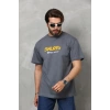Biçomi Unisex Basic Bisiklet Yaka Oversize T-Shirt - Füme