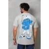 Biçomi Unisex Basic Bisiklet Yaka Oversize T-Shirt - Gri