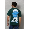 Biçomi Unisex Basic Bisiklet Yaka Oversize T-Shirt - Yeşil