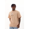 Biçomi Unisex Baskılı Oversize T-Shirt - Bej