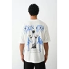 Biçomi Unisex Baskılı Oversize T-Shirt - Beyaz