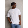 Biçomi Unisex Baskılı Oversize T-Shirt - Beyaz