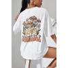 Biçomi Unisex Baskılı Oversize T-Shirt - Beyaz