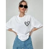 Biçomi Unisex Baskılı Oversize T-Shirt - Beyaz