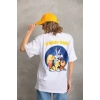 Biçomi Unisex Baskılı Oversize T-Shirt - Beyaz