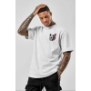 Biçomi Unisex Baskılı Oversize T-Shirt - Beyaz