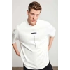 Biçomi Unisex Baskılı Oversize T-Shirt - Beyaz