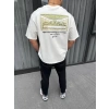 Biçomi Unisex Baskılı Oversize T-Shirt - Beyaz